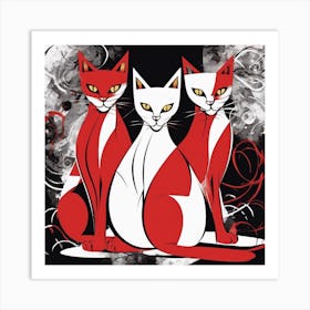 Three Cats 2 Art Print