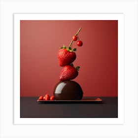 Artjuicebycsaba Chocolate Covered Strawbery Meets Japanese Zen 16 Art Print