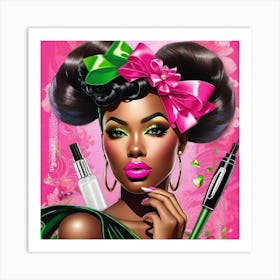 Black Woman With Makeup Art Print