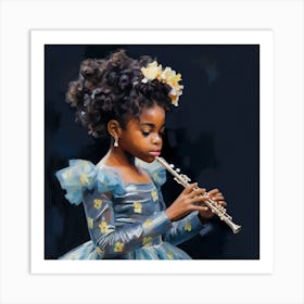 Little Girl Playing Flute 1 Art Print