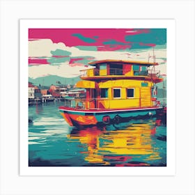 Houseboat Painting Art Print