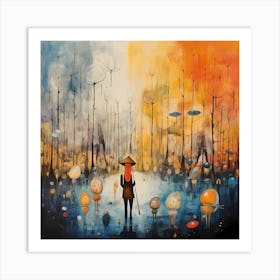 Bauhaus Bliss: Abstract Watercolour Dance in Harmonic Tones Art Print