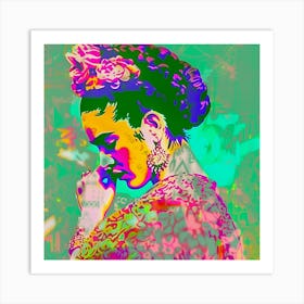 Frida Neon pop Art Print