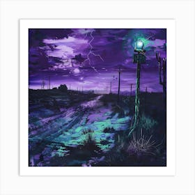 Lightning On The Road Art Print