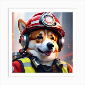 Firefighter Dog Art Print