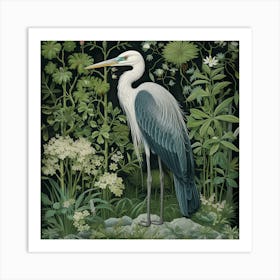 Ohara Koson Inspired Bird Painting Great Blue Heron 8 Square Art Print