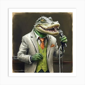 Alligator Singing Art Print