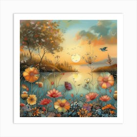 Sunset Flowers 2 Art Print