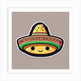 Mexican Taco With Mexican Sombrero Sticker 2d Cute Fantasy Dreamy Vector Illustration 2d Flat (35) Art Print