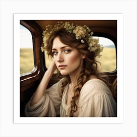 Portrait Of A Woman In A Car Art Print