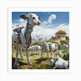 Surreal Cyborg Cows On A Farm Ai Art Depot 34 Art Print