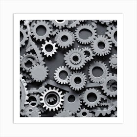 Gears On A Black Background 40 Art Print