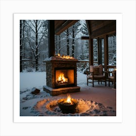 Fireplace In The Snow Art Print