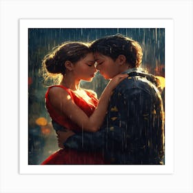 Love In The Rain Art Print