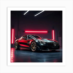 Tuned Mercedes in Neon Light Art Print