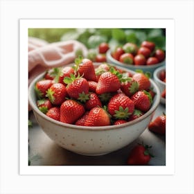 Fresh Ripe Delicious Strawberries In Bowl Healthy Food And Vegetarian 0 Art Print