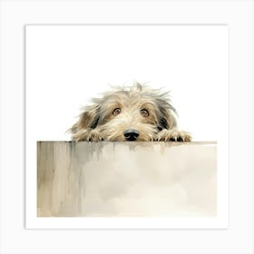 Dog Peeking Over The Wall 5 Art Print