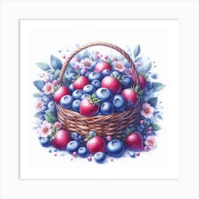 A basket of blueberry 1 Art Print