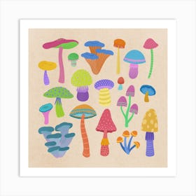 Rainbow mushroom selection Art Print