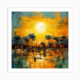 Sunset At The Lake Art Print