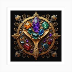 Logo made of gemstones extracted with a tablespoon. 5 Art Print
