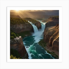 Sunset Over The Falls 1 Art Print