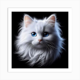 White Cat With Blue Eyes 5 Art Print