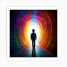 Firefly Whimsical Silhouette Of A Child Emerging Through A Colorful, Ethereal Portal 60018 (2) Art Print