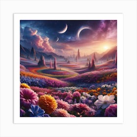 Flowers, And Space Art Print