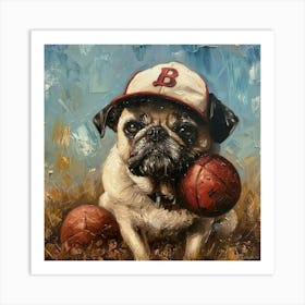 Baseball Pug Art Print