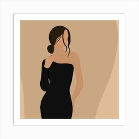 Woman In Black Dress Art Print