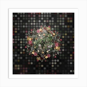 Vintage Spaendoncea Tamarandifolia Flower Wreath on Dot Bokeh Pattern n.0849 Art Print