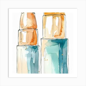 Watercolor Jars 1 Art Print