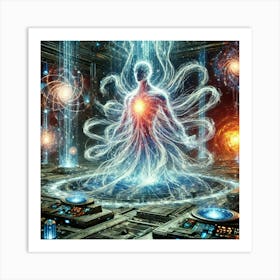 A Futuristic Sci Fi Scene Depicting Multiversal Energy Manifestations Art Print