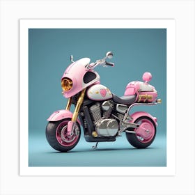 Pink Motorcycle 1 Art Print