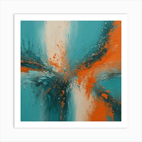 Teal & Orange Abstract 2 Art Print