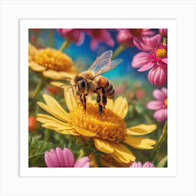 Bee On A Flower Art Print