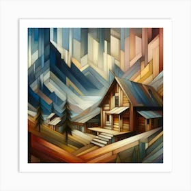 A mixture of modern abstract art, plastic art, surreal art, oil painting abstract painting art e
wooden huts mountain montain village 2 Art Print