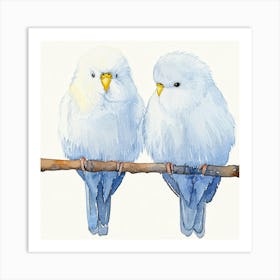 Two Birds Perched On A Branch Art Print