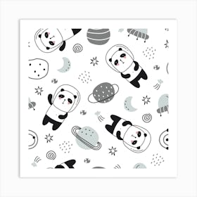 Panda Floating In Space And Star Art Print