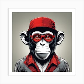 Monkey With Glasses Art Print