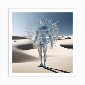 Silver Man In The Desert 6 Art Print