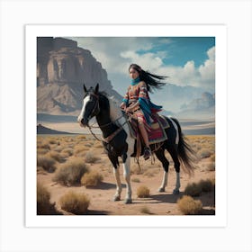 Woman Riding A Horse Art Print