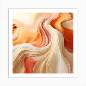 Abstract Swirling Pattern Of Orange Beige And White Hues Resembling Flowing Fabric Or Sand Dunes A Small Pile Of Oran Art Print