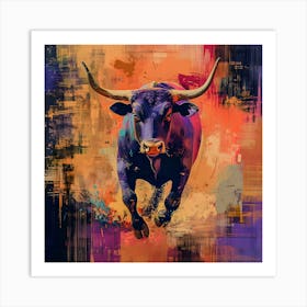 Energetic Bull Portrait - Bold Abstract Canvas Art Print