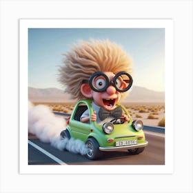 Cartoon Character Driving A Car 12 Art Print