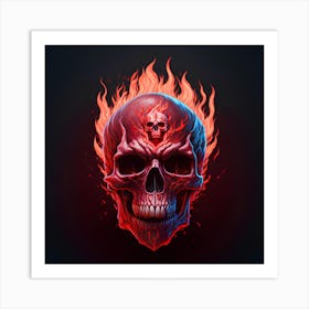 Skull In Flames 1 Art Print