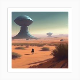 Spaceships In The Desert Art Print