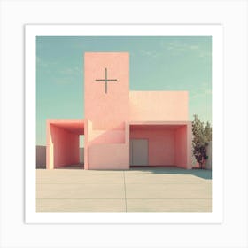 Pink Church Christianity Art Print