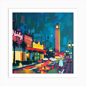 Clock Tower At Night Art Print